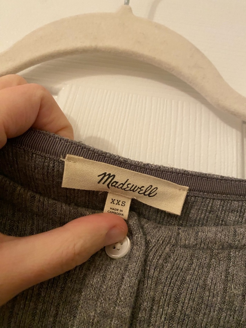 Madewell Gray Ribbed Button-Front Cardigan - Picture 4 of 4